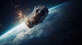 Asteroid or meteor fly to the earth, disaster, creative fantasy science