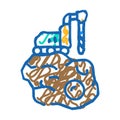 asteroid mining space exploration icon doodle illustration