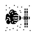 asteroid mining space exploration glyph icon vector illustration