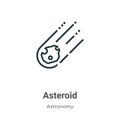 Asteroid outline vector icon. Thin line black asteroid icon, flat vector simple element illustration from editable astronomy Royalty Free Stock Photo