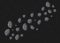 Asteroid rain . Space danger. Space illustration