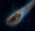 Asteroid speeding forward in deep space