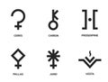 asteroid symbol set. astrology, astronomy and horoscope sign. isolated vector image