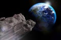 Asteroid is about to impact on earth`s surface Royalty Free Stock Photo