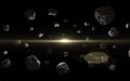 Asteroids in deep outer space and sun