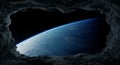 Asteroids flying close to planet Earth 3D rendering elements of