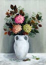 Asters in a white jug