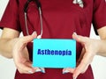 Asthenopia Eyestrain phrase on the sheet Royalty Free Stock Photo