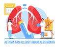 Asthma and allergy awareness month concept vector. Medical event is observed in May. Asthmatic syndrome for health care banner,
