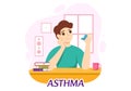 Asthma Disease Vector Illustration with Human Lungs and Inhalers for Breathing in Healthcare Flat Cartoon Hand Drawn Landing Page