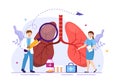 Asthma Disease Vector Illustration with Human Lungs and Inhalers for Breathing in Healthcare Flat Cartoon Hand Drawn Landing Page