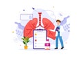 Asthma Disease Vector Illustration with Human Lungs and Inhalers for Breathing in Healthcare Flat Cartoon Hand Drawn Landing Page