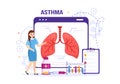 Asthma Disease Vector Illustration with Human Lungs and Inhalers for Breathing in Healthcare Flat Cartoon Hand Drawn Landing Page