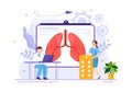 Asthma Disease Vector Illustration with Human Lungs and Inhalers for Breathing in Healthcare Flat Cartoon Hand Drawn Landing Page