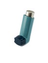 Asthma inhaler isolated on a white background. Royalty Free Stock Photo