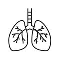 Asthma line black icon. Inflammatory process lungs. Human organ concept. Sign for web page, mobile app, button, logo. Vector