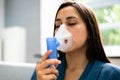 Asthma Patient Breathing Using Oxygen Mask