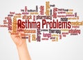 Asthma problems word cloud and hand with marker concept Royalty Free Stock Photo