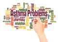 Asthma problems word cloud hand writing concept