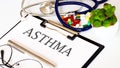 ASTHMA text and Background of Medicaments, Stethoscope Royalty Free Stock Photo