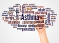 Asthma word cloud and hand with marker concept