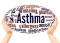 Asthma word cloud hand sphere concept