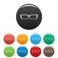Astigmatic glasses icons set color vector Royalty Free Stock Photo