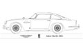 Aston Martin DB5 vintage car, 1963, silhouette outlined