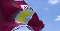 Aston Villa Football Club waving in the wind on a clear day