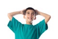 Astonished child with his hands on the head Royalty Free Stock Photo
