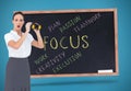 Astonished elegant businesswoman holding binoculars Royalty Free Stock Photo