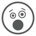 Astonished emoji. Shock face icon in simple line style