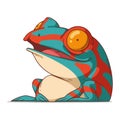 Astonished Exotic Frog, isolated vector illustration. Funny cartoon sticker Royalty Free Stock Photo