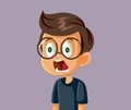 Astonished Little Boy Feeling Shocked Vector Cartoon