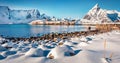 Astonishing afternoon scene of Sakrisoy village, Norway, Europe