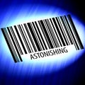 Astonishing - barcode with futuristic blue background