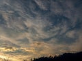 Astonishing cirrus clouds formation at sunset Royalty Free Stock Photo