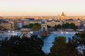 Astonishing cityscape of autumn Budapest. Famous Chain Bridge over Danube River. Basilica of Saint Stephen in the background. Royalty Free Stock Photo