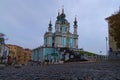 Astonishing landscape view of ancient Saint Andrew`s Church on a hill