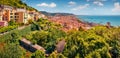 Astonishing summer cityscape of Salerno town.