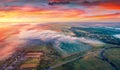 Astonishing summer sunrise in Ukrainian countryside.