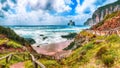 Astonishing view of beach Portu Cauli in Masua with Pan di Zucchero at background