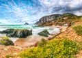 Astonishing view of beach Portu Cauli in Masua with Pan di Zucchero at background