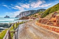 Astonishing view of beach Portu Cauli in Masua with Pan di Zucchero at background