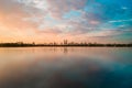 Astonishing view of a Central Park Reservoir in New York Manhattan USA Royalty Free Stock Photo