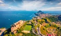 Astonishing view from flying drone of Aragonese Castle of Baia, Italy, Europe Royalty Free Stock Photo