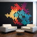 Astonishing Wallpaper with Jigsaw Puzzle Pieces and Colorful Graphs