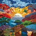 Astonishing wallpaper: Patchwork quilt-inspired Earth showcasing nature, culture, and human achievement