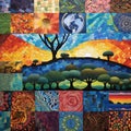 Astonishing wallpaper: Patchwork quilt-inspired Earth showcasing nature, culture, and human achievement