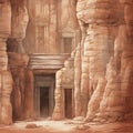 Astonishing Wallpaper: Sanctuary in Sandstone - Carved Temple Entrances in Ancient Sandstone Cliffs